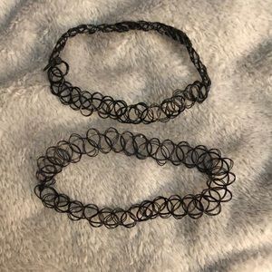 Set of two black tattoo chokers